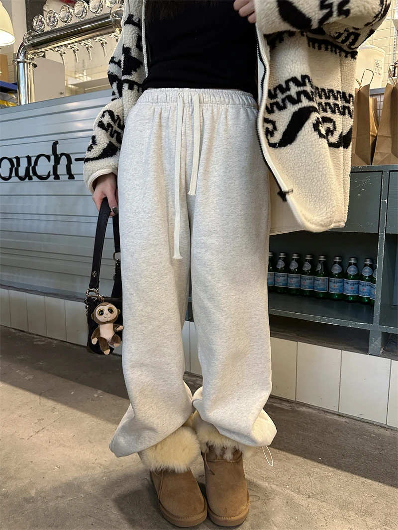 【OPENING自制】松紧腰抽绳纯色抓毛休闲保暖运动裤束脚裤卫裤