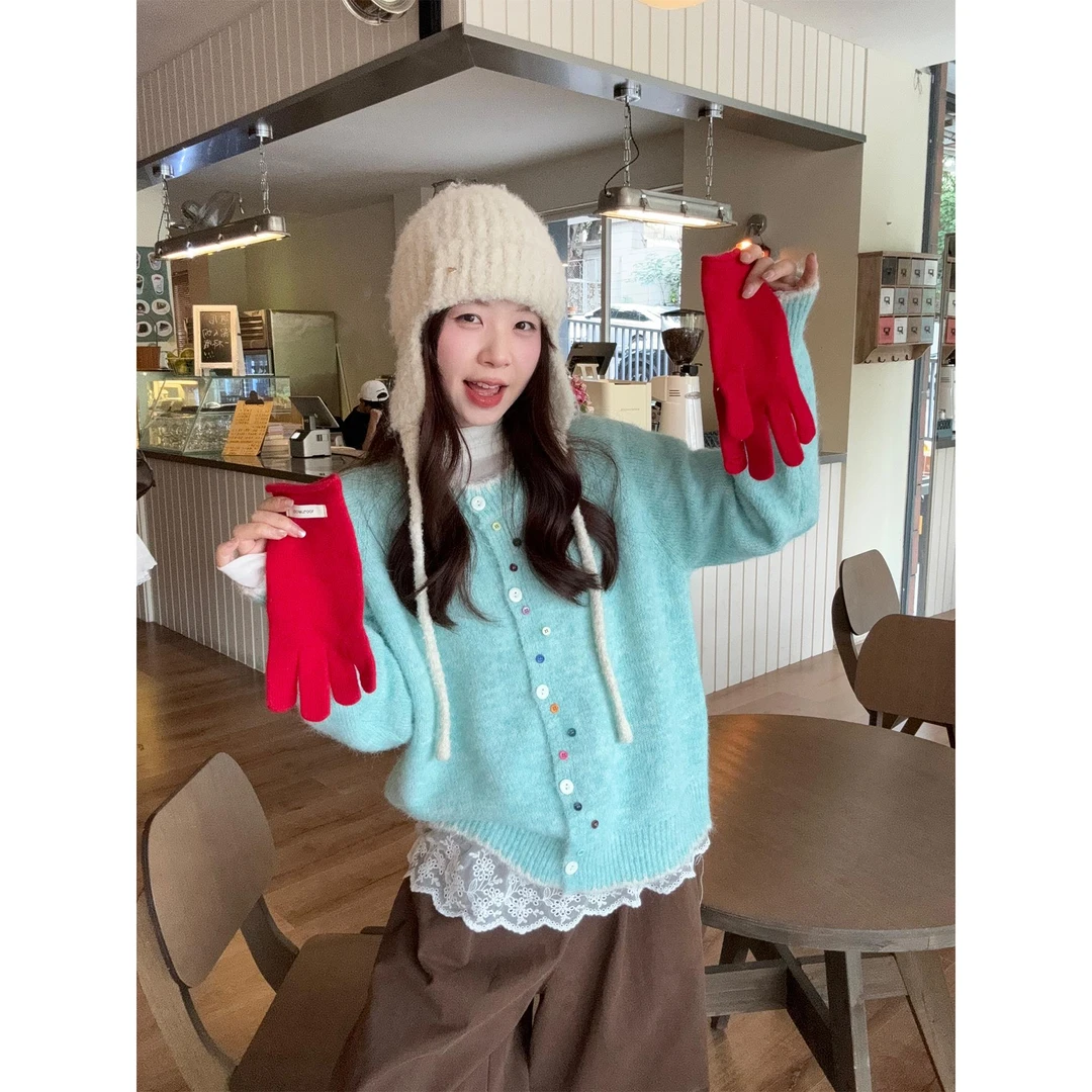 甜美风小众减龄气质长袖毛衣开衫女秋季显瘦百搭宽松外套上衣