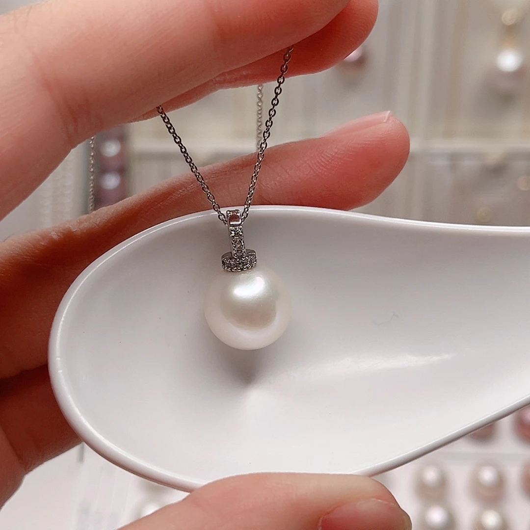 雪***视吊坠(不含链)淡水珍珠银S925镶嵌