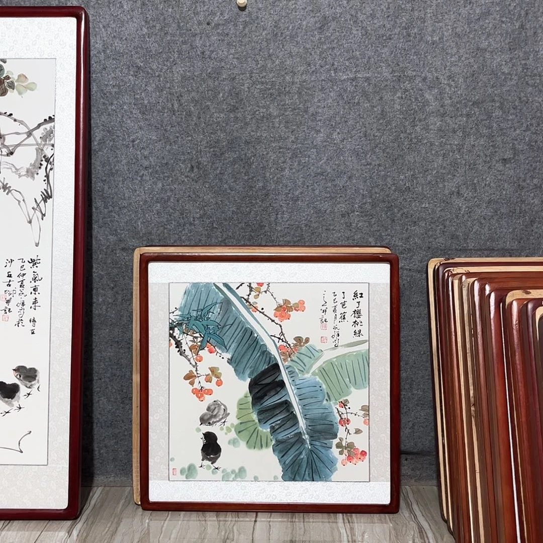 国画书画作品带框63×63