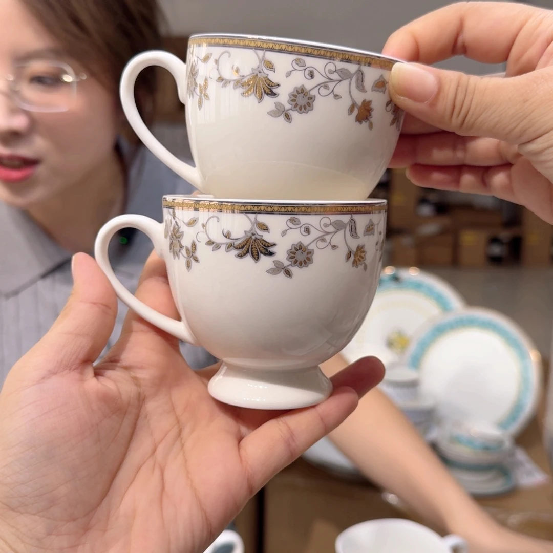 骨瓷咖啡杯220ml6个外贸尾单