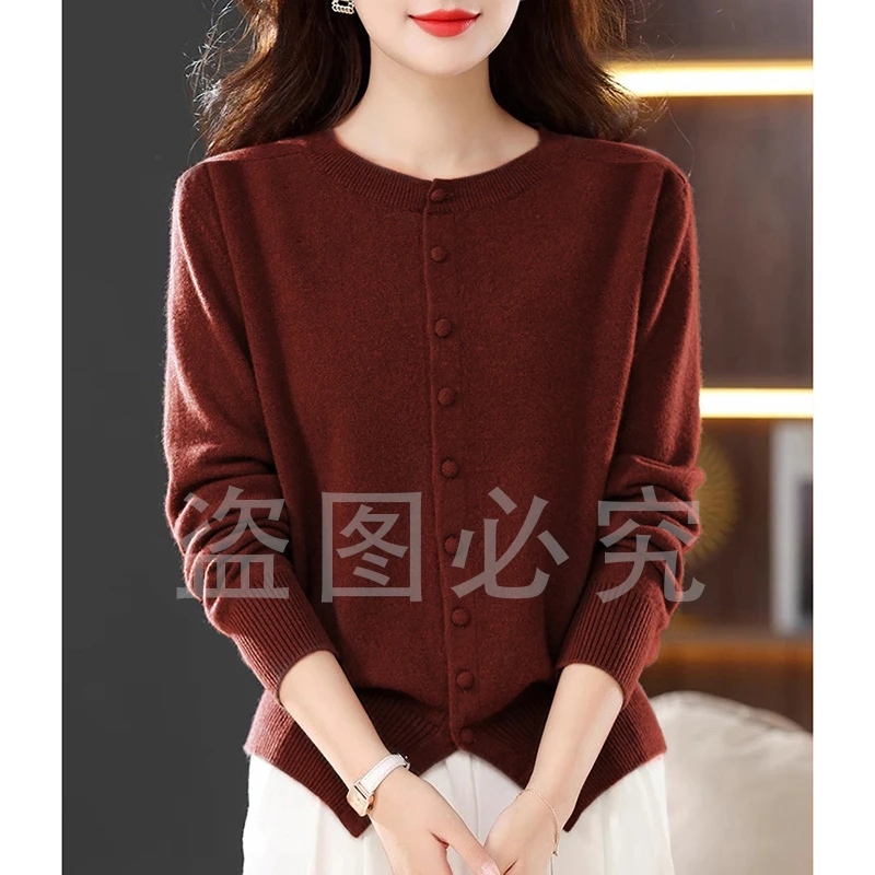 早春轻薄羊绒单排扣开叉羊绒衫百搭显瘦针织开衫女MH8W4Q6692