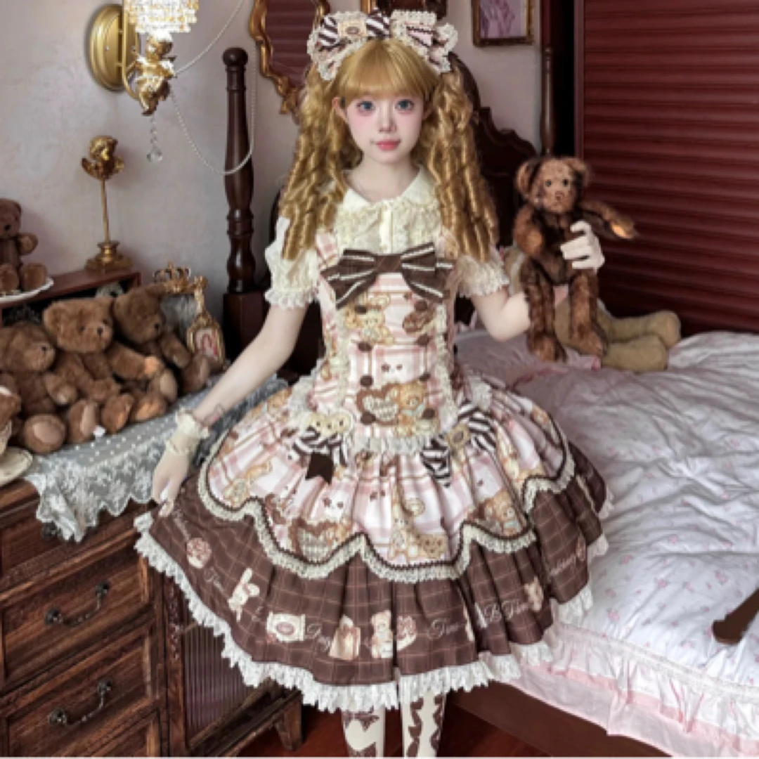 芝士咩咩现货原创新款玩偶茶话会Lolita裙可爱大码lo裙