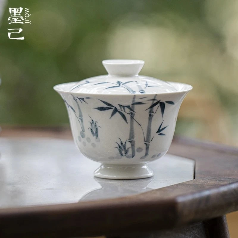 墨己 草木灰斑竹枝云舒盖碗家用泡茶碗功夫茶具