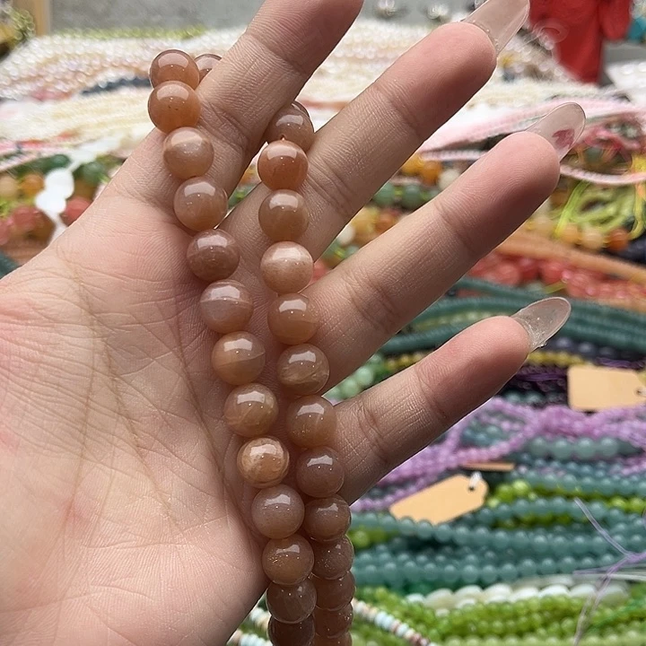 玛瑙/玉髓珠宝半成品未镶嵌一条10mm左右橙月光