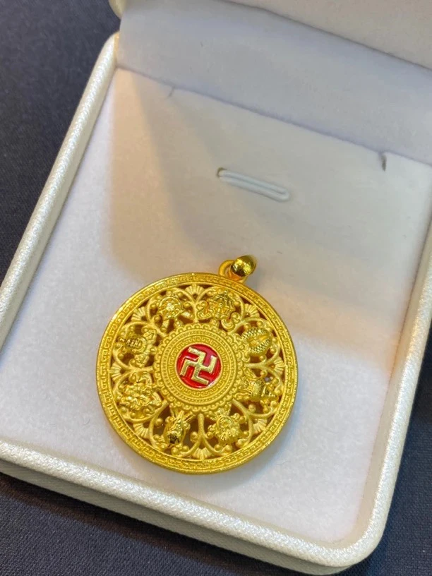 足金999八宝罗盘吊坠➕小财神