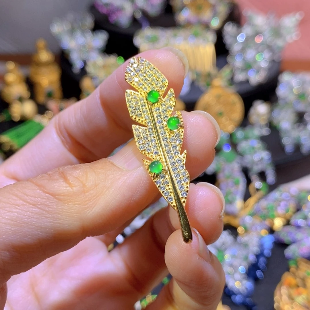 吊坠(不含链)银S925镶嵌翡翠