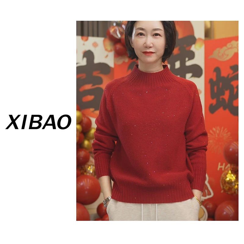 【双股加厚】桂花针特种珠片纱半高加厚上衣宽松新