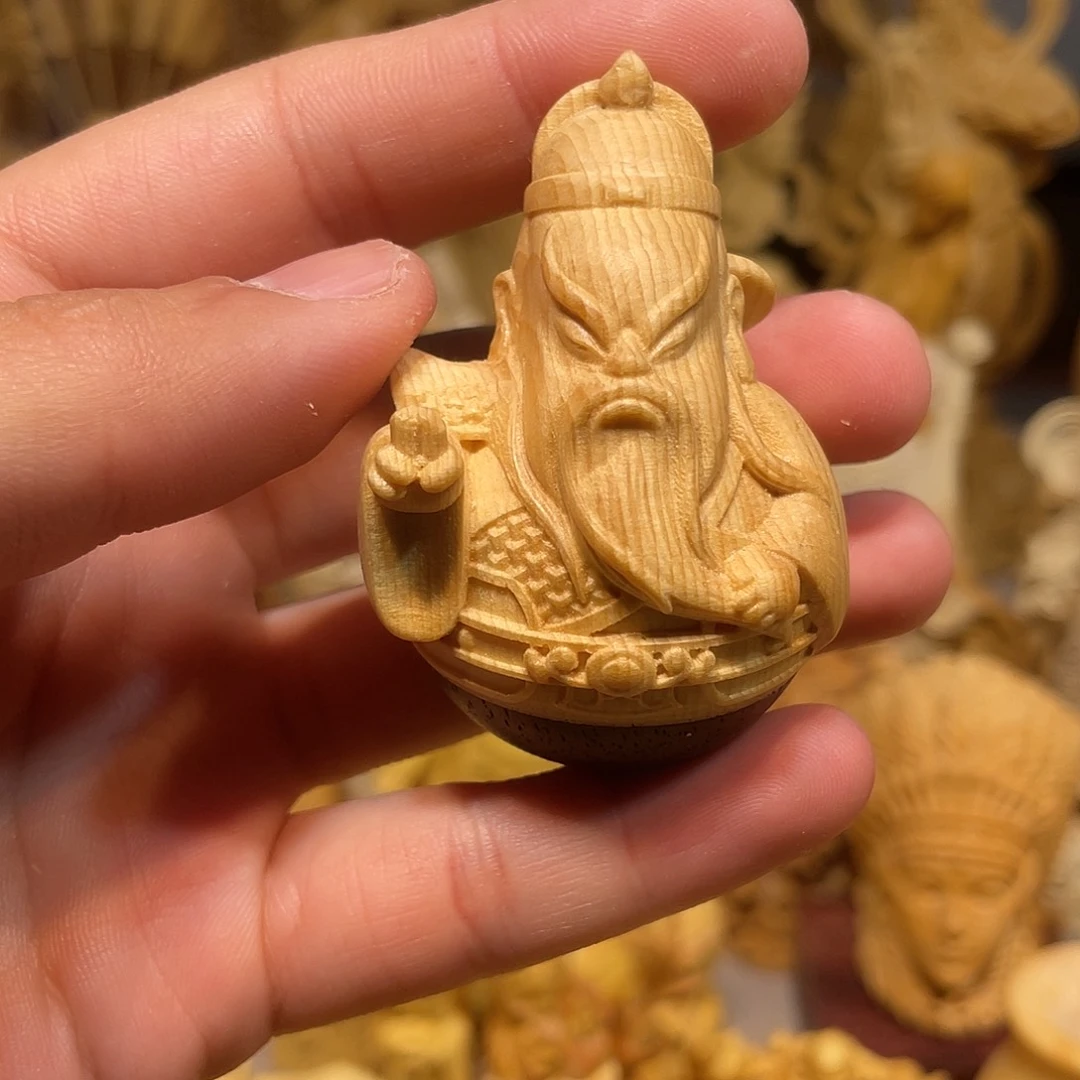 黄杨木关羽手把件