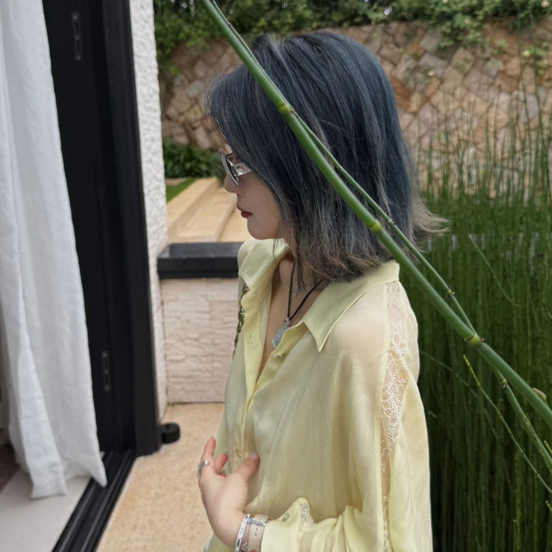 TheLOE/拼接蕾丝薄款短外套衬衫女外搭防晒上衣#06.06C-G5652