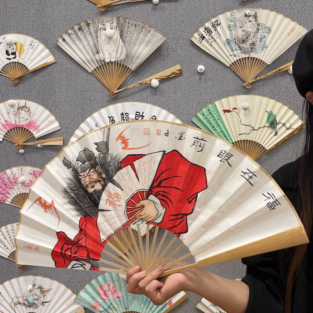 书法10寸玉竹-纯手绘-文玩扇骨（默认粘好）