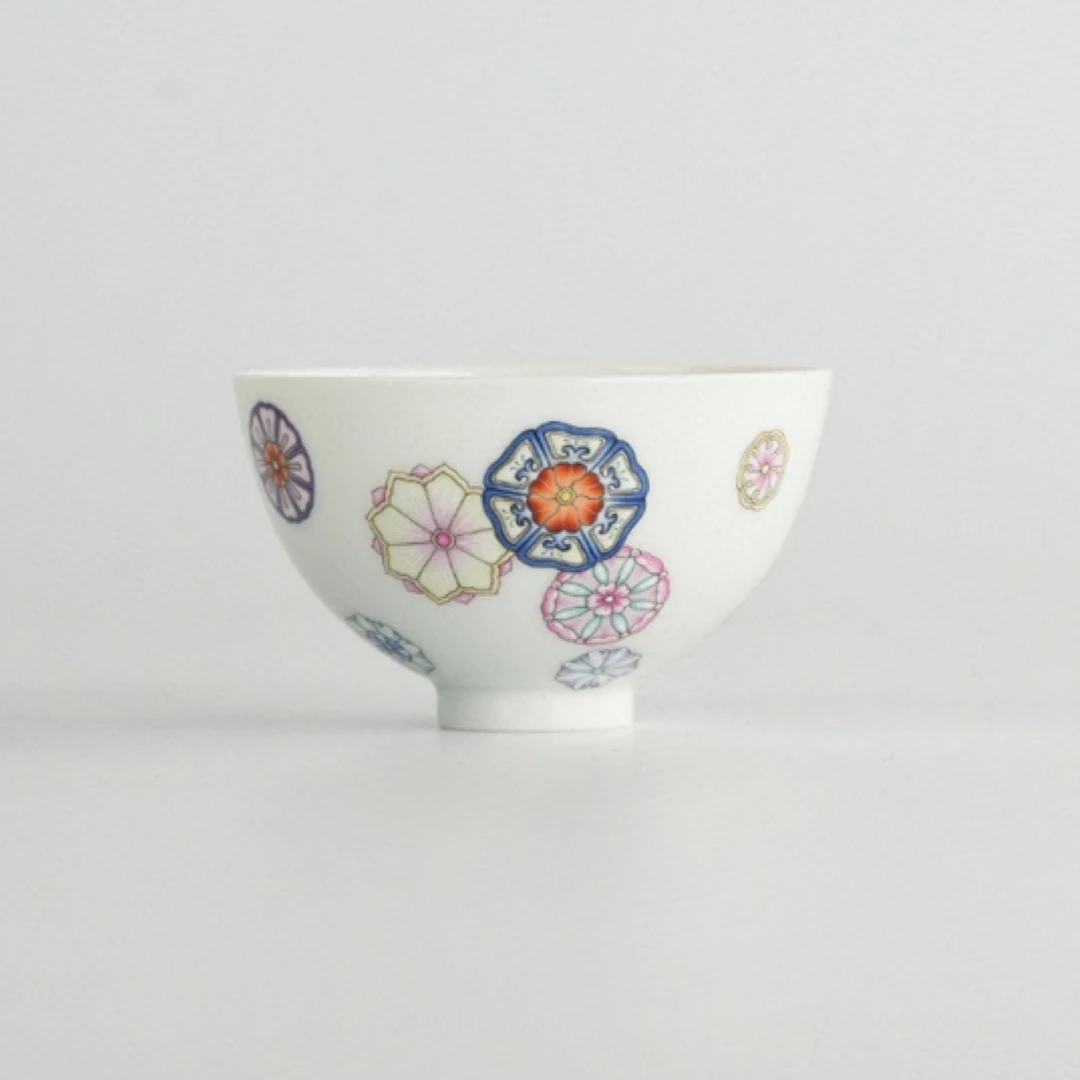 手作艺林藏珍粉彩皮球花鸡心杯