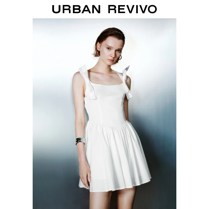 UR2025春季新品女装欧若风法式芭蕾风蝴蝶结无袖连衣裙UYU750003