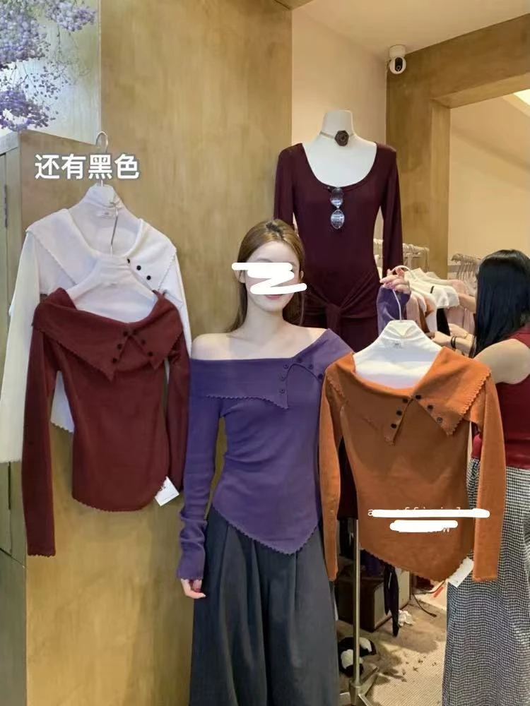 小妳XiaoNi———（春秋款斜肩针织衫1430668）