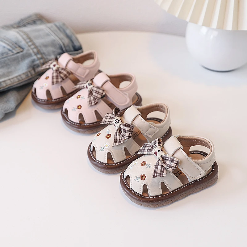夏季0-1-2岁婴儿软底幼童学步鞋叫叫鞋6-12个月女婴儿公主凉鞋