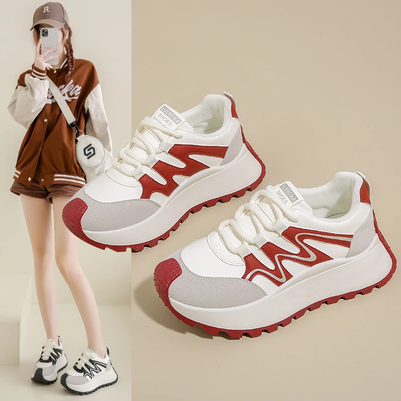 爆款小白鞋厚底ins2025新款增高春季休闲运动阿甘鞋女款学生鞋