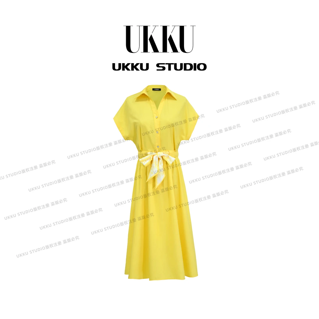 秀秀【UKKUSTUDIO】气质女士休闲时尚百搭衬衣连衣裙法式514287