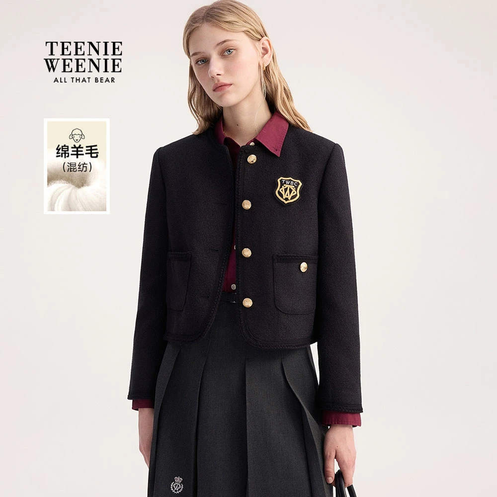 TeenieWeenie小熊西装25秋气质通勤时髦短款羊毛外套TTJK254910W
