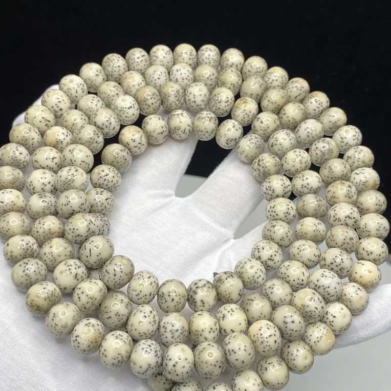 原生态海南石玉料12x10正月大留白小细星苹果珠108 一物一图