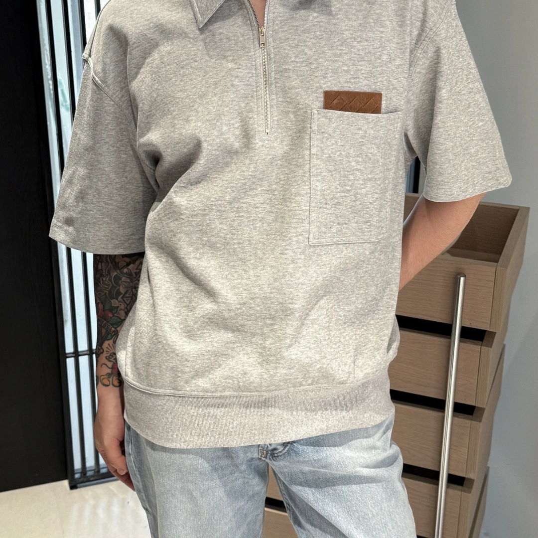 【SUNTEEZA】BV25FW编织重磅双层混色灰简约男女款POLO衫短袖T恤