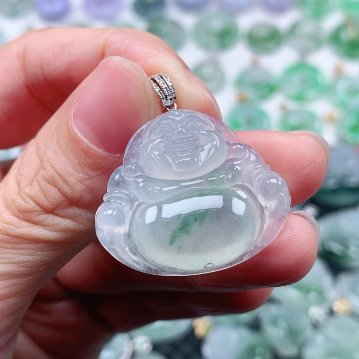 翡翠吊坠(不含链)18K金镶嵌