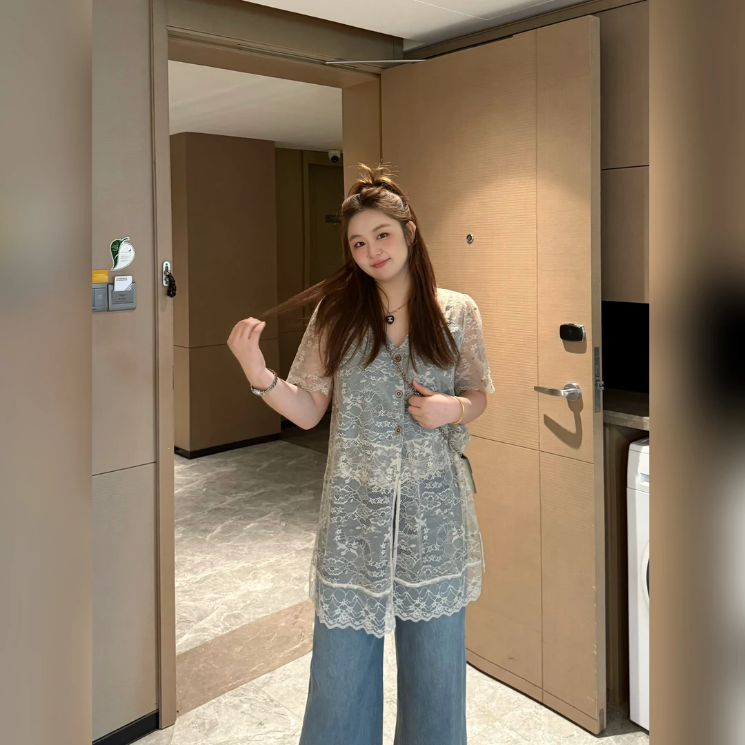 楠序【捕梦网】魏魏微胖女装 2025年夏装轻奢小众时尚两件套YZ36628