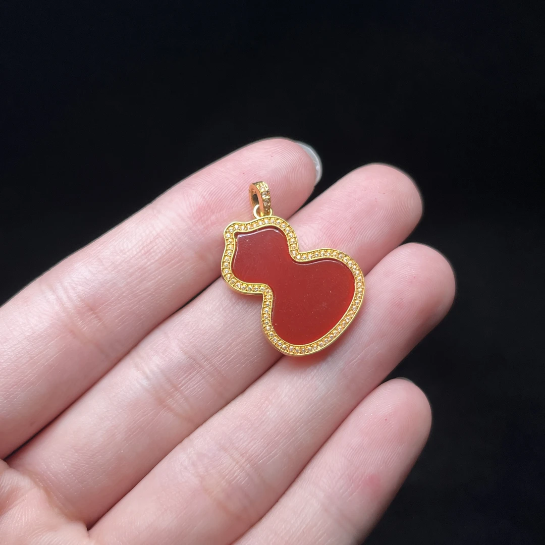 【玉氏珠宝】18k金红玛瑙葫芦吊坠 CAN3710030