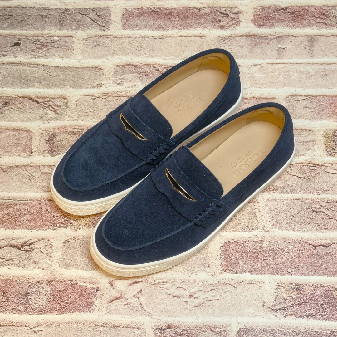 2025秋季新款休闲乐福鞋男士一脚蹬真皮豆豆鞋舒适百搭厚底男鞋