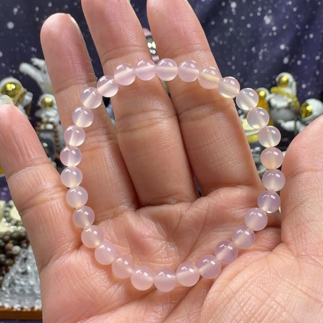 玛瑙/玉髓手串未镶嵌（多人）粉玉髓手串