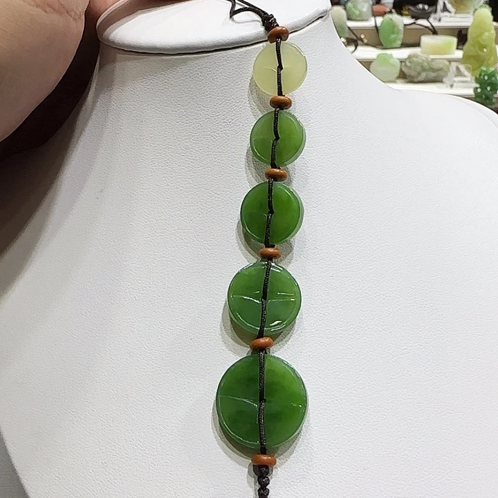 和田玉未镶嵌颈饰和田玉车挂五帝钱