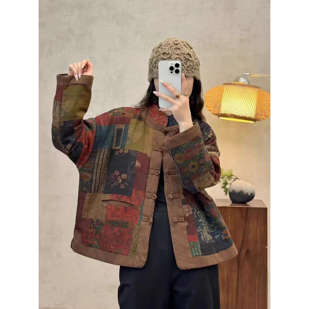 8646秋冬新款时尚气质显瘦遮肉洋气休闲女加厚宽松夹棉小棉袄外套