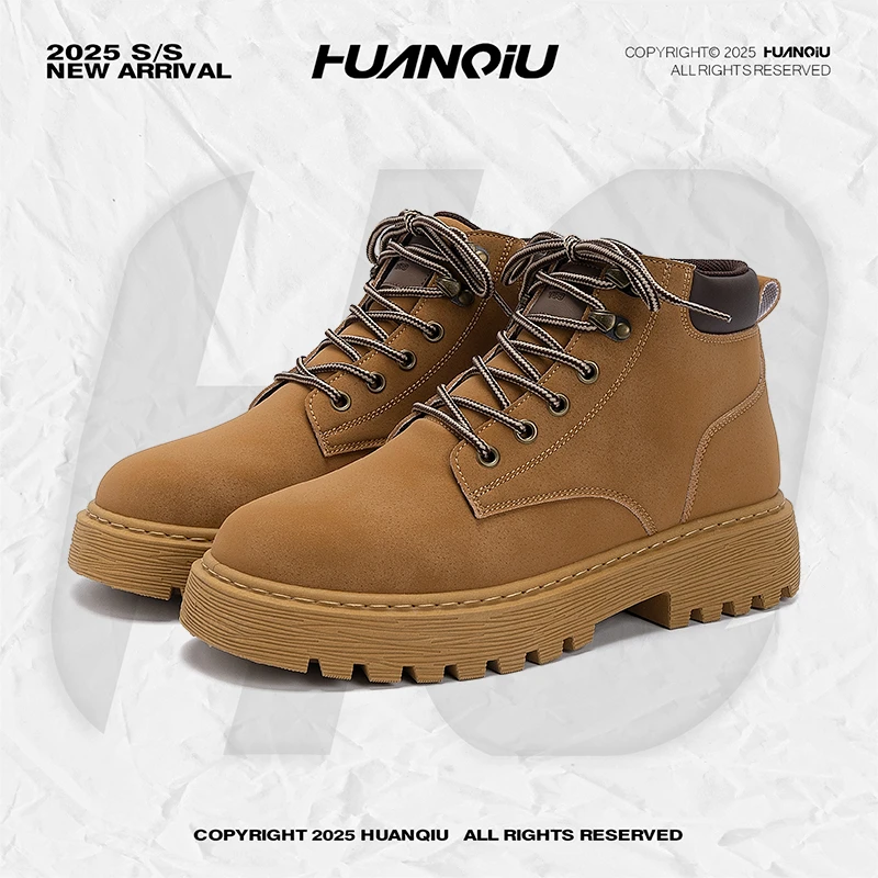 环球厚底马丁靴男款2025秋季新款爆款百搭复古男鞋户外休闲大黄靴