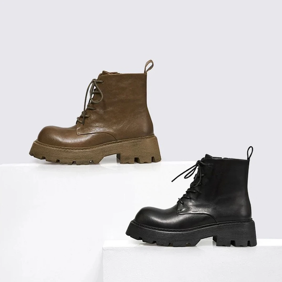 DEEP BREATH女鞋秋冬新款酷飒大黄靴工装靴厚底增高马丁靴AX15238