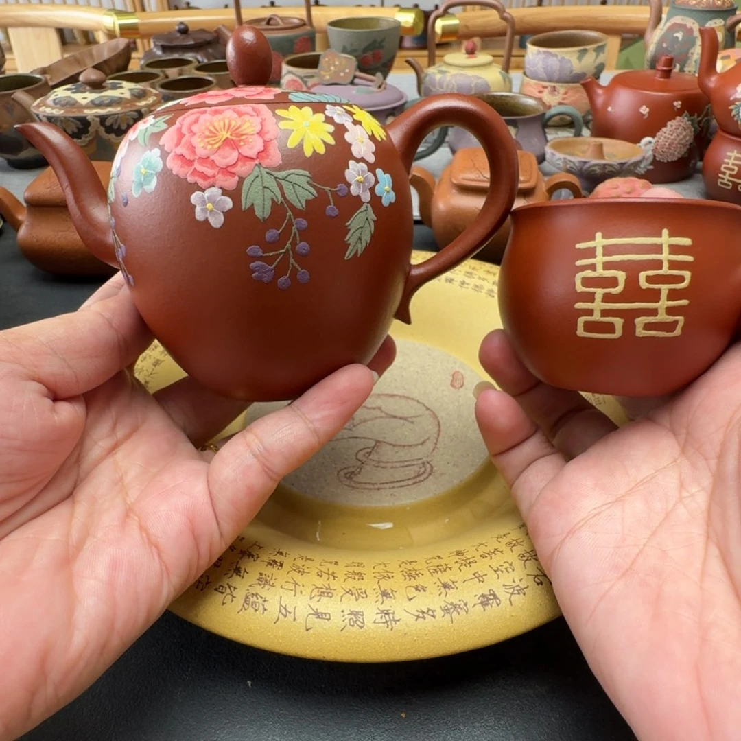 茶壶紫砂美人肩一路繁花