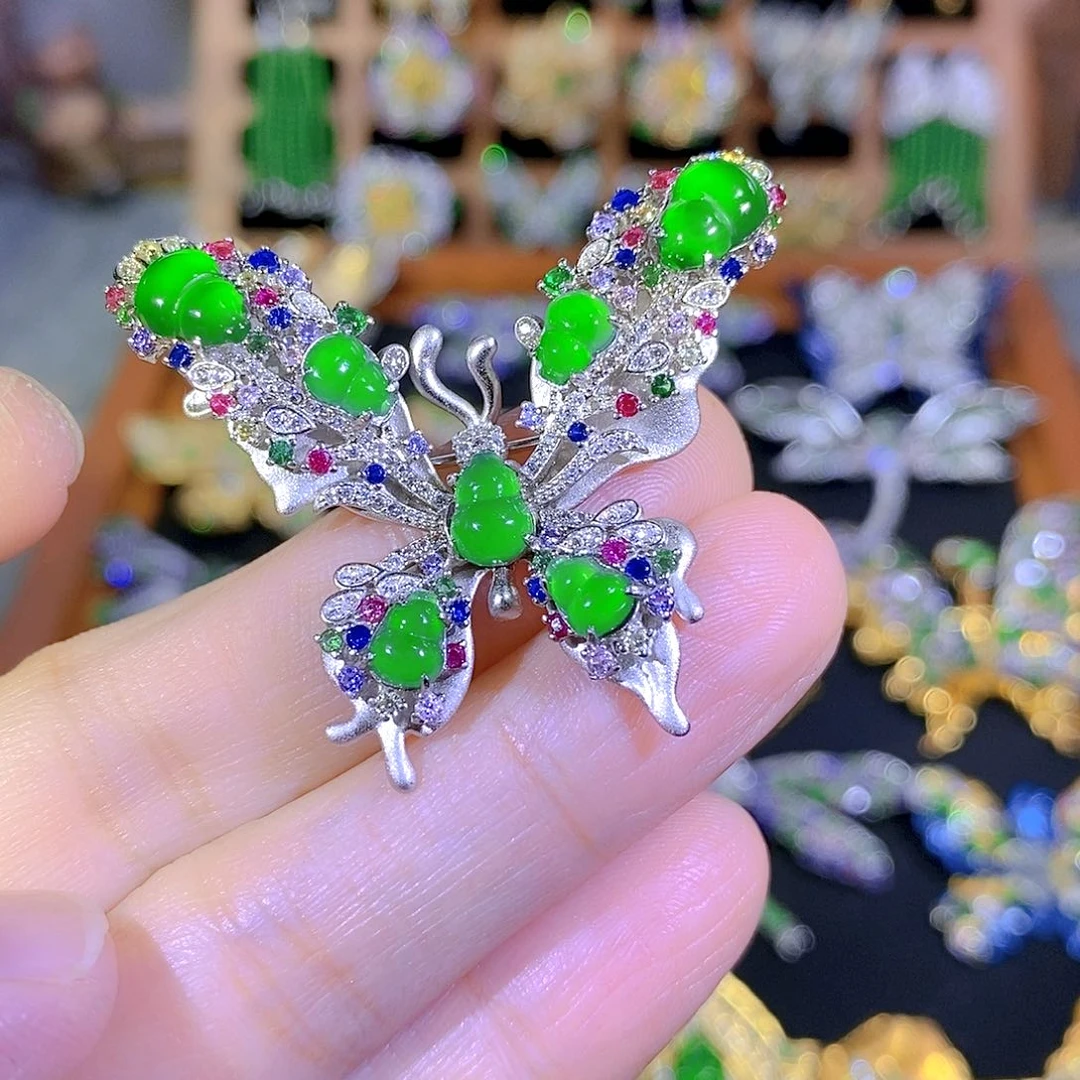 吊坠(不含链)银S925镶嵌翡翠