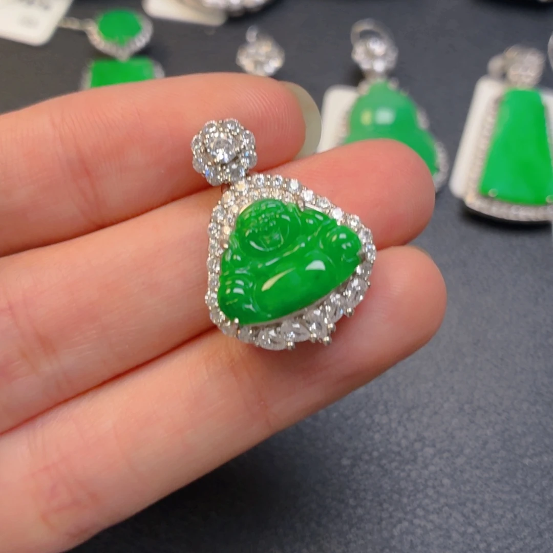 翡翠银S925镶嵌吊坠(不含链)