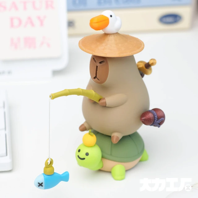 卡皮巴拉侠客豚公仔摆件3D打印定制解压玩具国风桌面装饰品礼物
