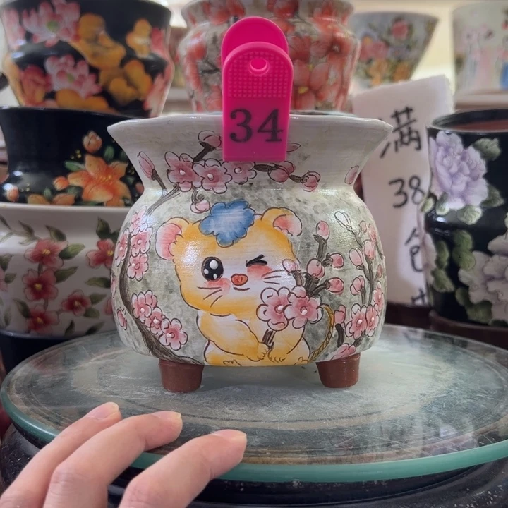 景德镇手绘花盆满38包邮偏远地区除外
