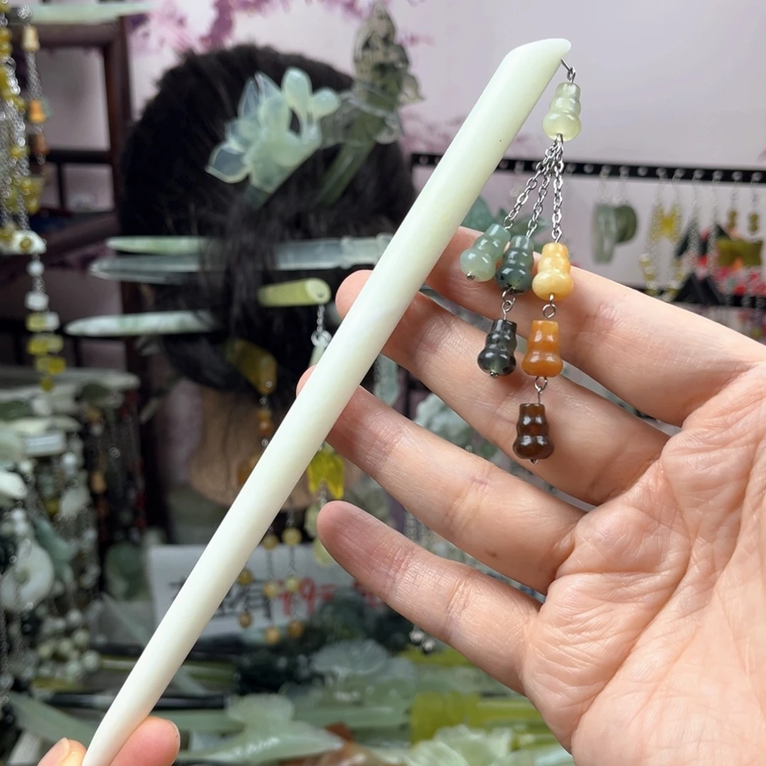 岫玉未镶嵌发饰长度19厘米左右的