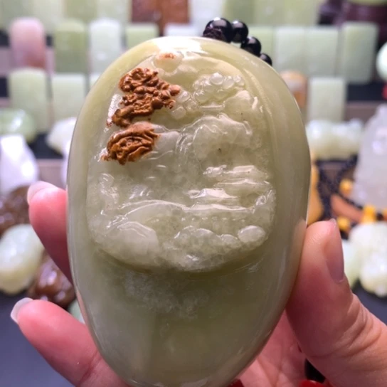 石材方解石手把件