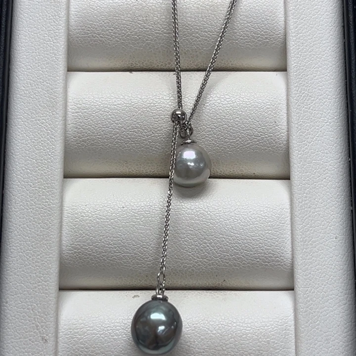 颈饰银S925镶嵌海水珍珠大溪地 真多麻 8-9mm 8号