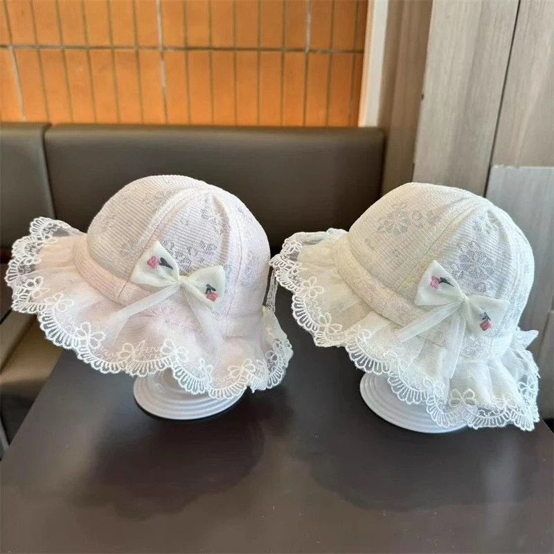 婴儿帽子春秋薄款韩系女孩洋气渔夫帽小月龄女宝宝透气防晒遮阳帽