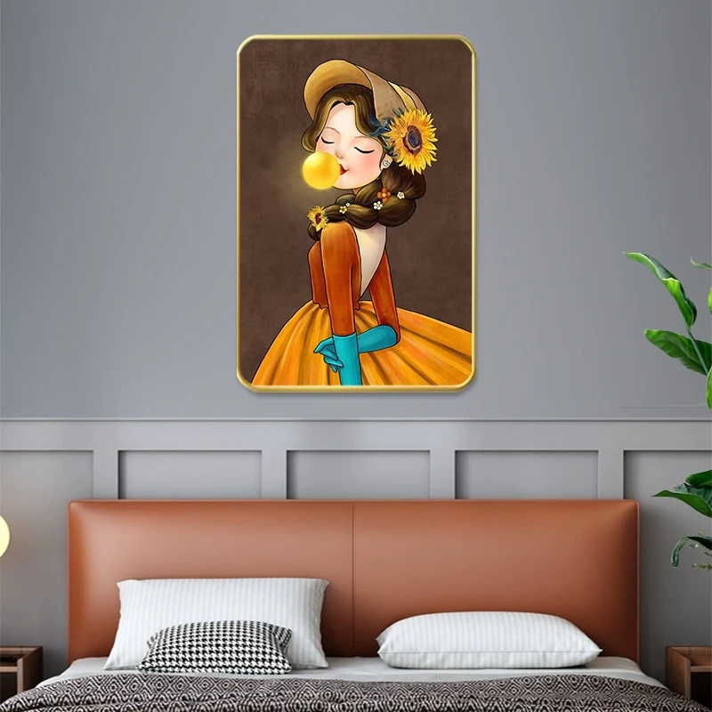 C59【泡泡女孩】床头单幅背景墙装饰画餐厅饭厅简约时尚挂画玄关画