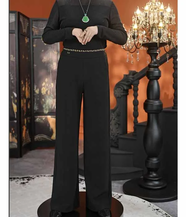 魏夫人气质显瘦长款裤子洋气时尚舒适裤子