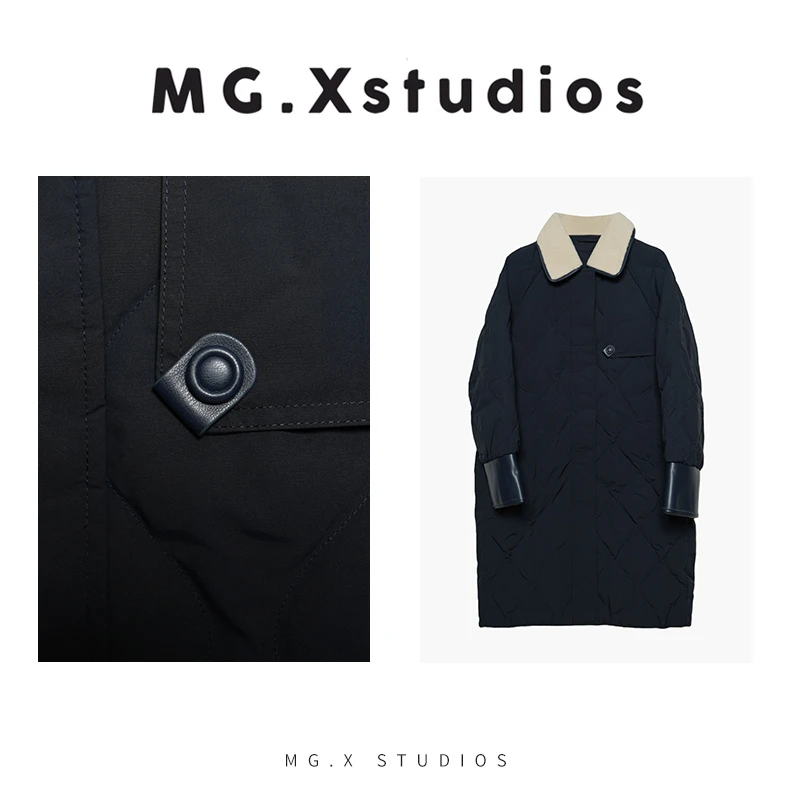 【玄裳振鹭】MGX中长款菱形格白鸭绒羽绒服M54B5437W9EU