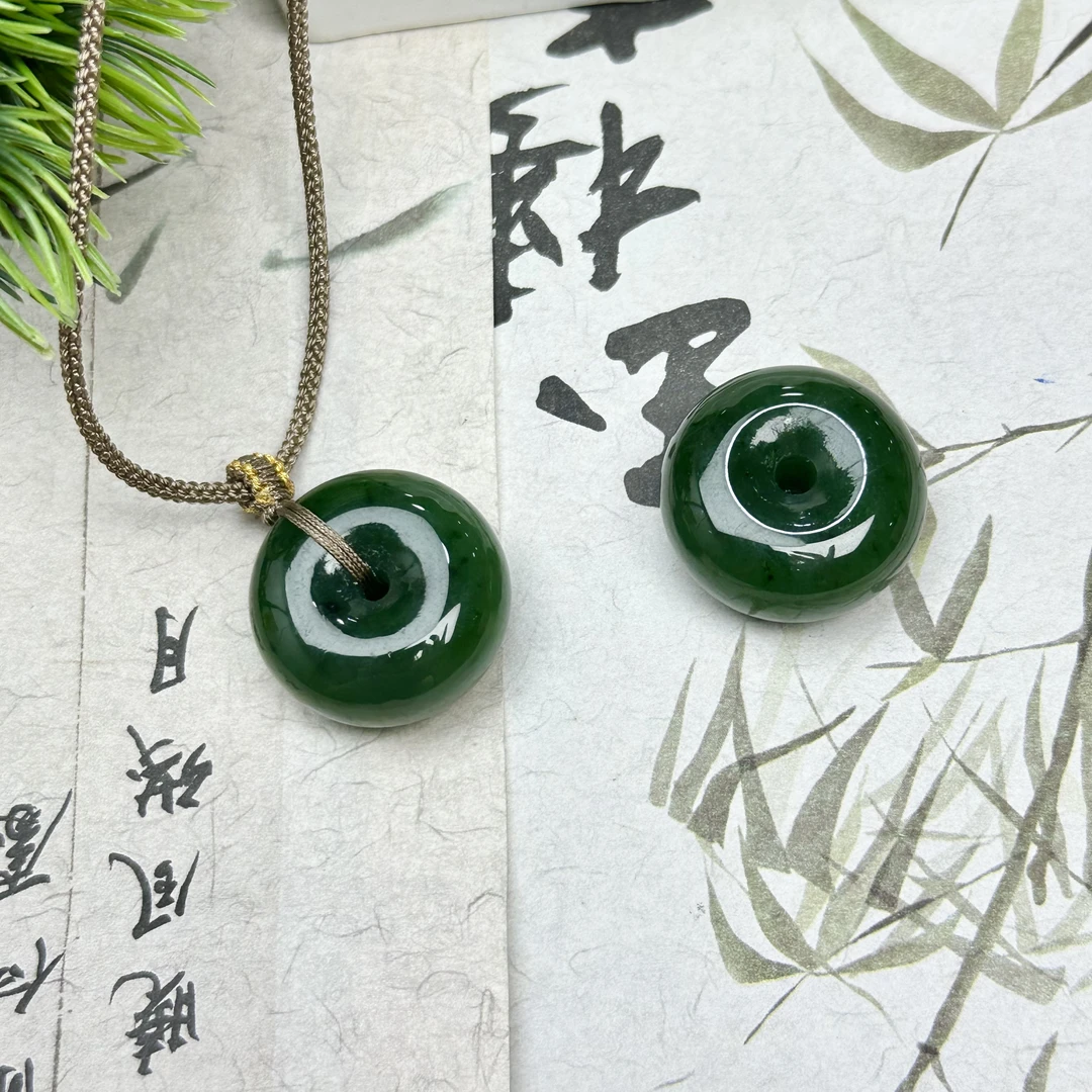 SJ25和田玉碧玉平安扣吊坠12*24mm+多样性发其一