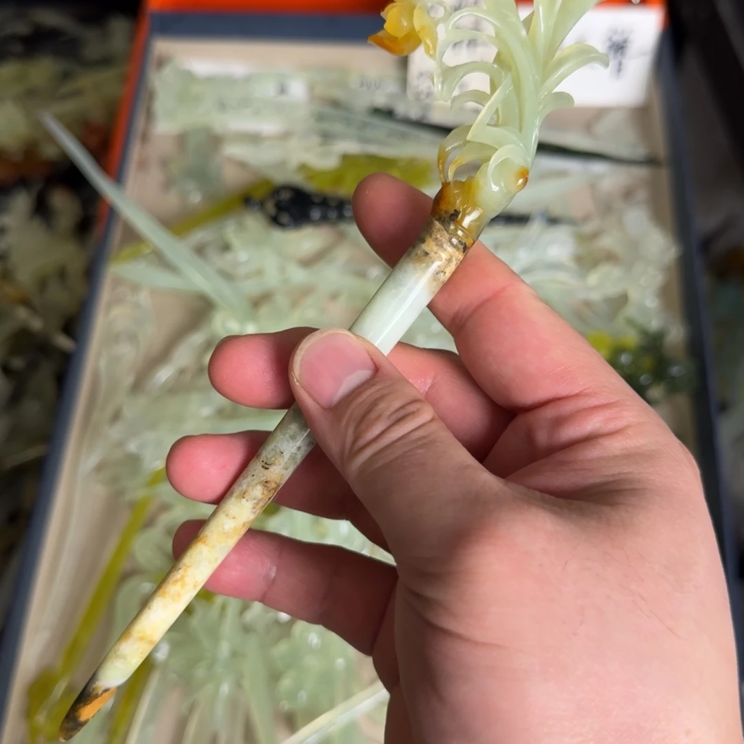 岫玉发饰未镶嵌明君玉簪就是好看