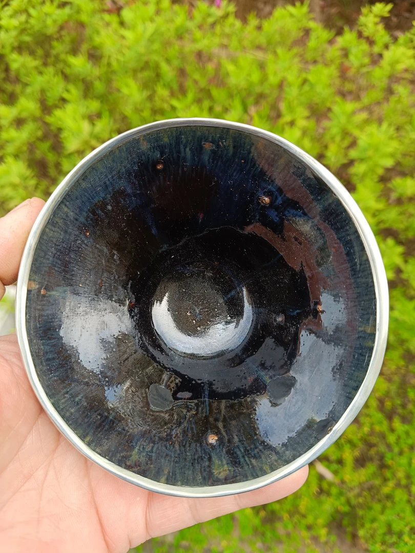 ​福清窑宋建盏茶杯茶盏陶瓷，磨口包银口，口径11.5高5.3厘米