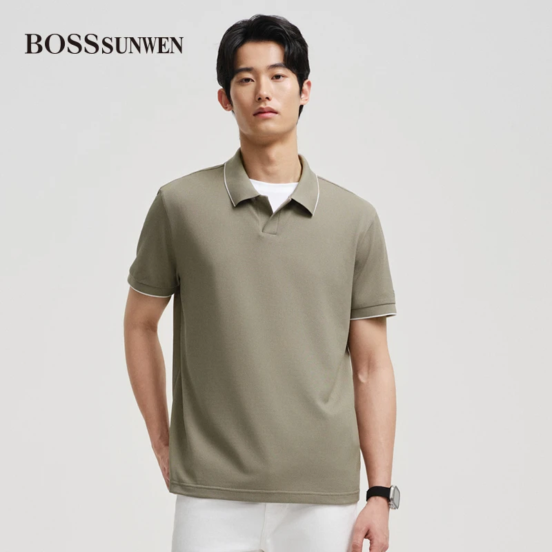 【中国好polo】25新款桑蚕丝海鸥领T恤polo衫透气抑菌免烫