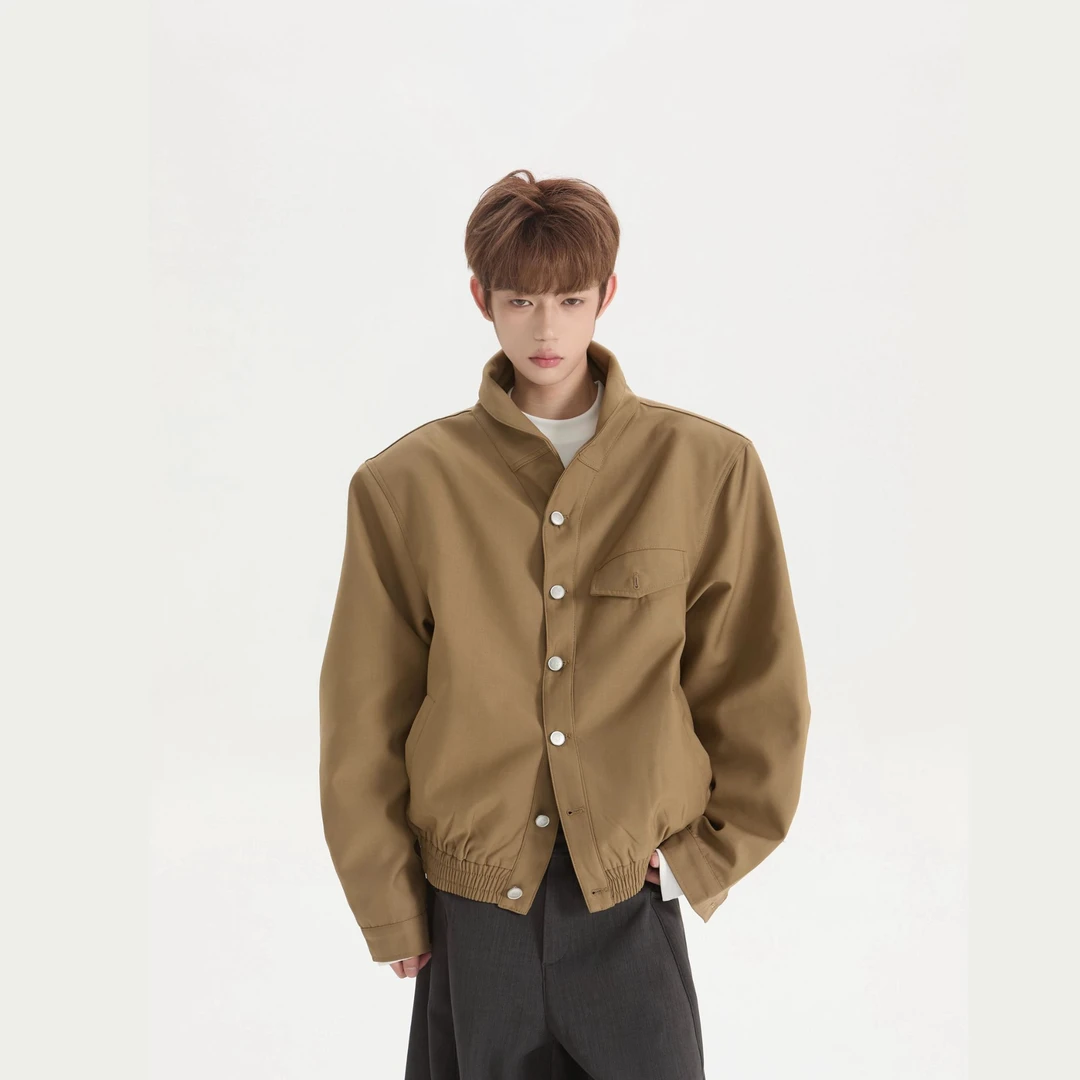 CleanlyGirl 韩式复古老钱风宽松廓形大V领长袖夹克痞帅外套